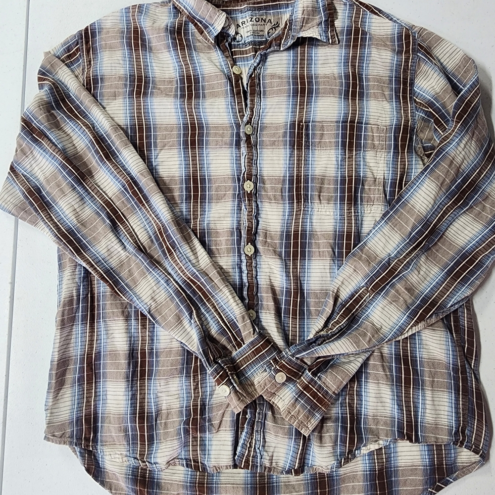 Arizona Jean Company Men's Brown Plaid Shirt
